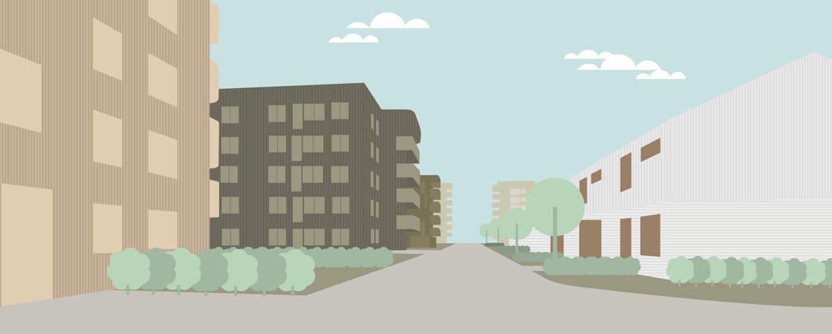 En illustrationsbild för möjligt nybyggnation av område i Gråbo.