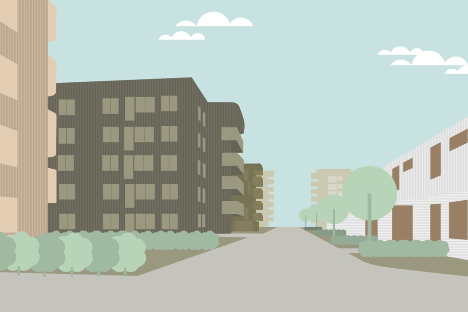 En illustrationsbild för nybyggnation i Gråbo.