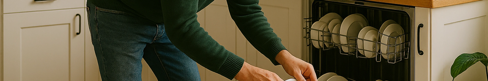 En man ställer in disk i en diskmaskin.