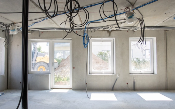 Insidan av hus under nybyggnation av Signallottan 2. 