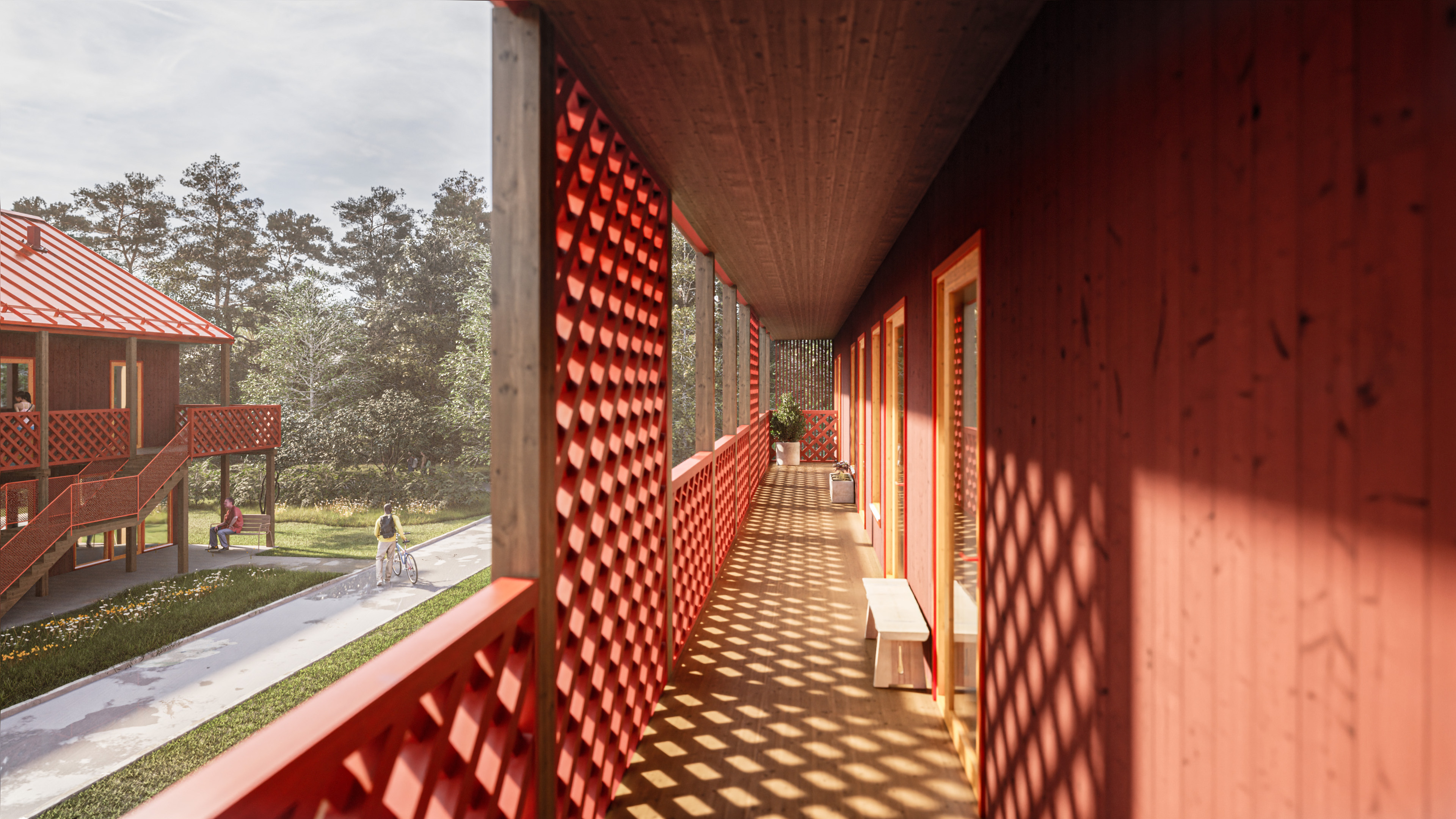 Föreslagen skiss över tänkt loftgång i kvarteret Riggen. 
