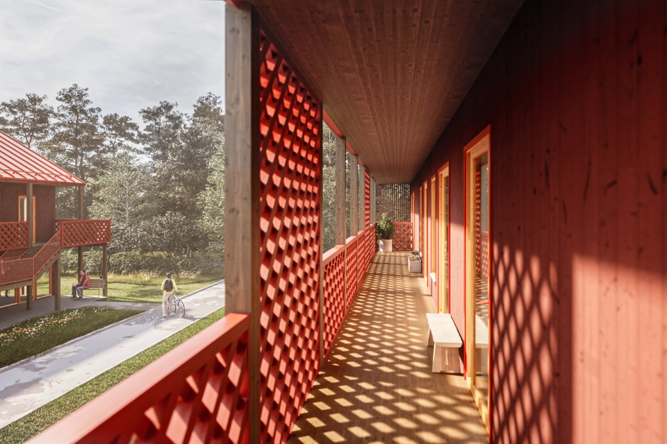 Föreslagen skiss över tänkt loftgång i kvarteret Riggen. 
