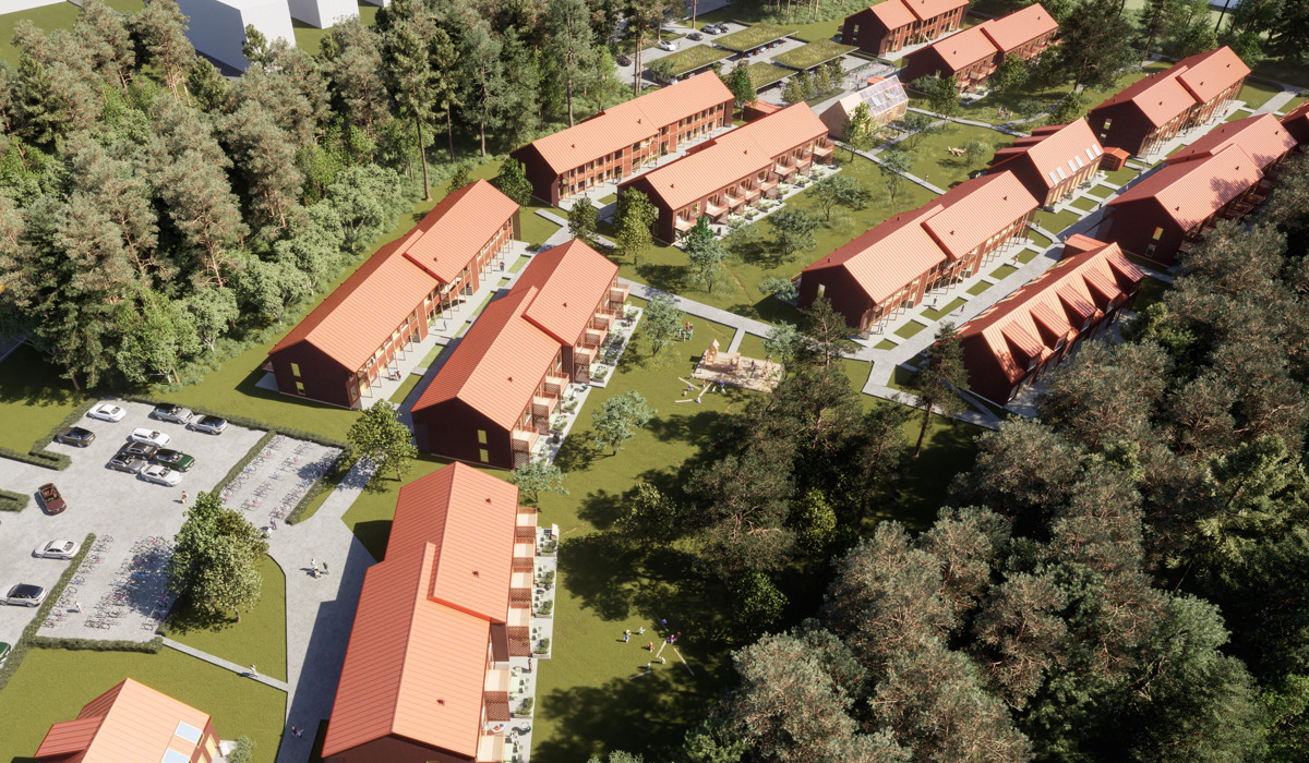 Föreslagen skiss med fågelvy över kvarteret Riggen

Skiss: Ahlqvist & Almqvist arkitekter