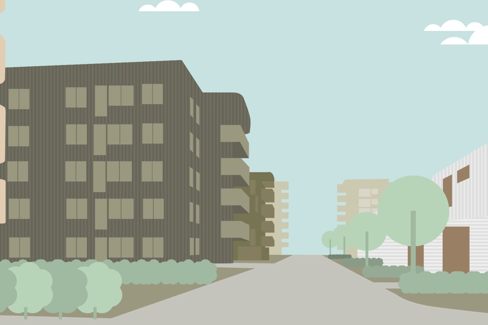 En illustrationsbild för möjligt nybyggnation av område i Gråbo.